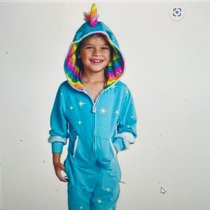 Girls TipsyElves unicorn onsie, blue, size small